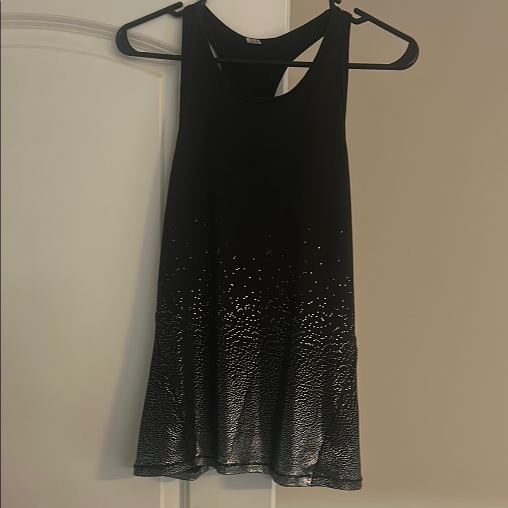 Women’s Sz M Black and Silver Sparkle Gym Racerback Tank Top Worn Once